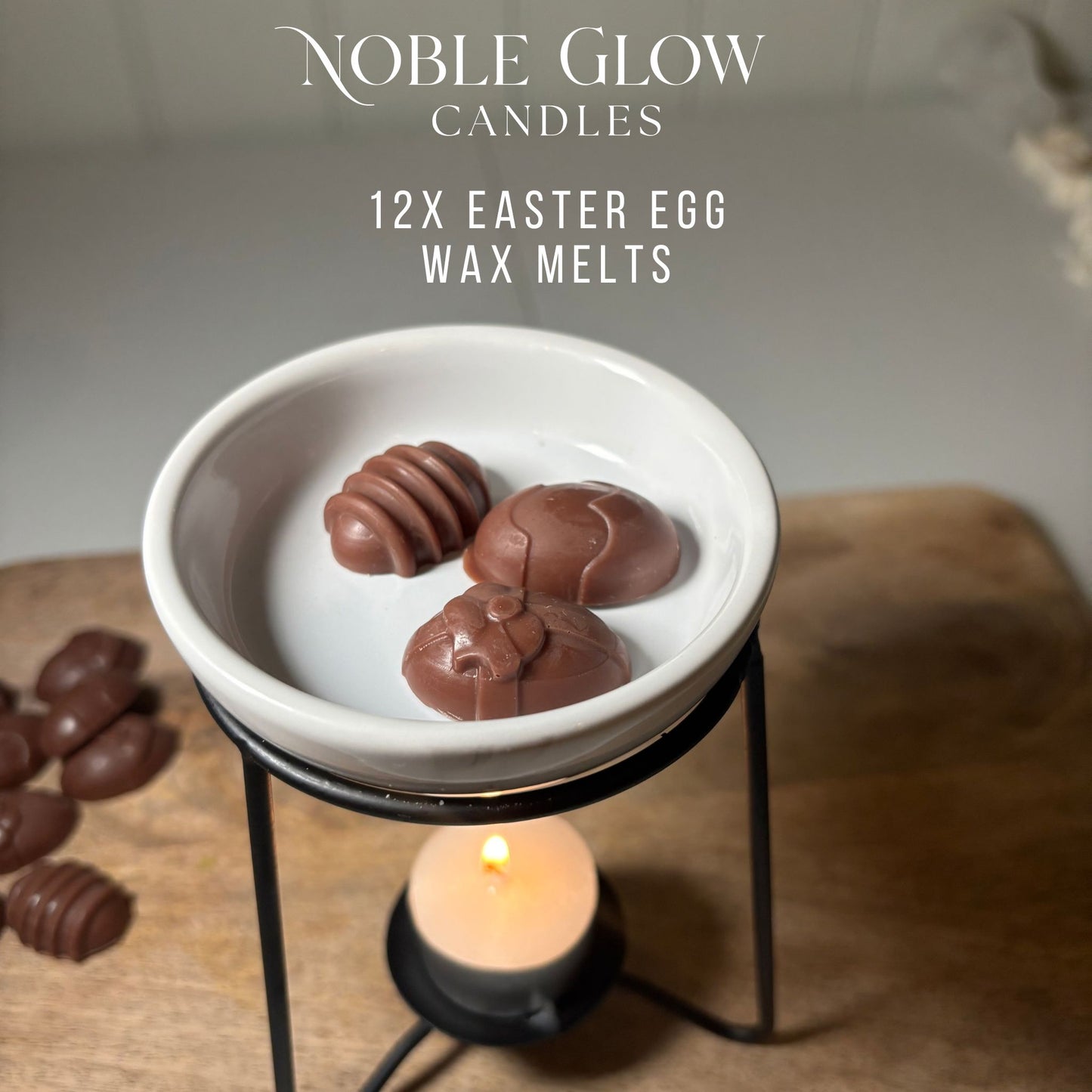 "Easter Delight" Chocolate Egg Wax Melts – Set of 12 Personalized Natural Rapeseed Wax Melts