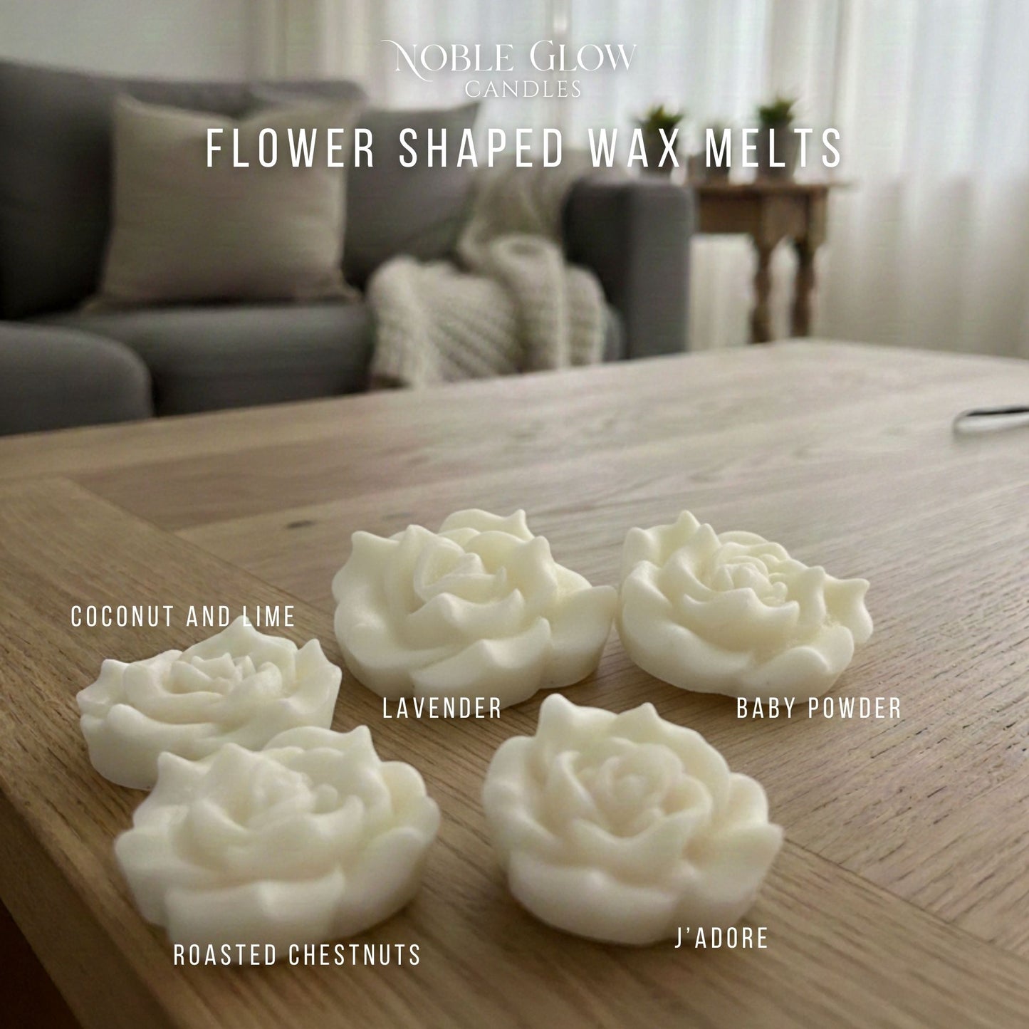 5x 6g Rose Flower Shaped Melt Melts Gift Set, Choice Your Scent