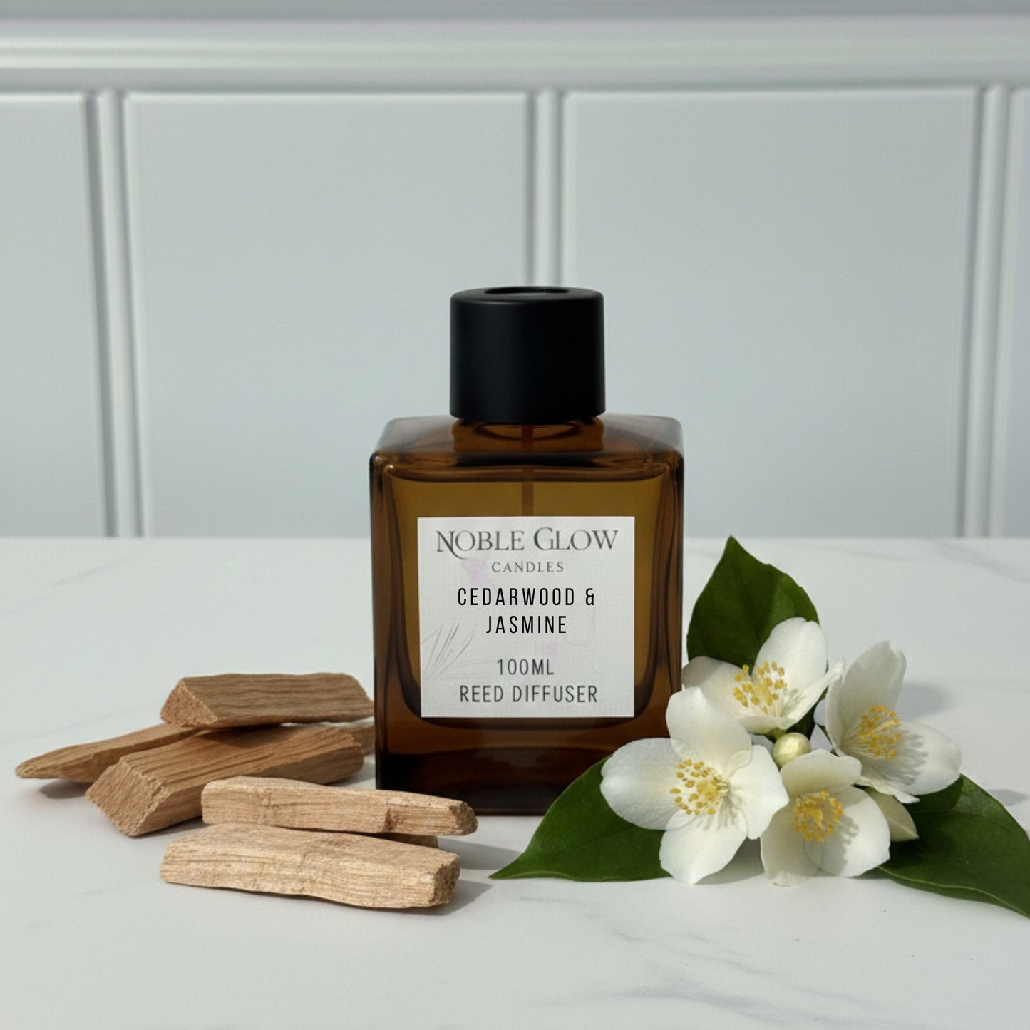Noble Glow | Cedarwood & Jasmine | Mysterious & Sophisticated Luxury Reed Diffuser | 100ml