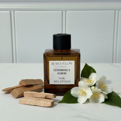 Noble Glow | Cedarwood & Jasmine | Mysterious & Sophisticated Luxury Reed Diffuser | 100ml