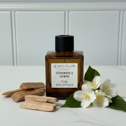 Noble Glow | Cedarwood & Jasmine | Mysterious & Sophisticated Luxury Reed Diffuser | 100ml