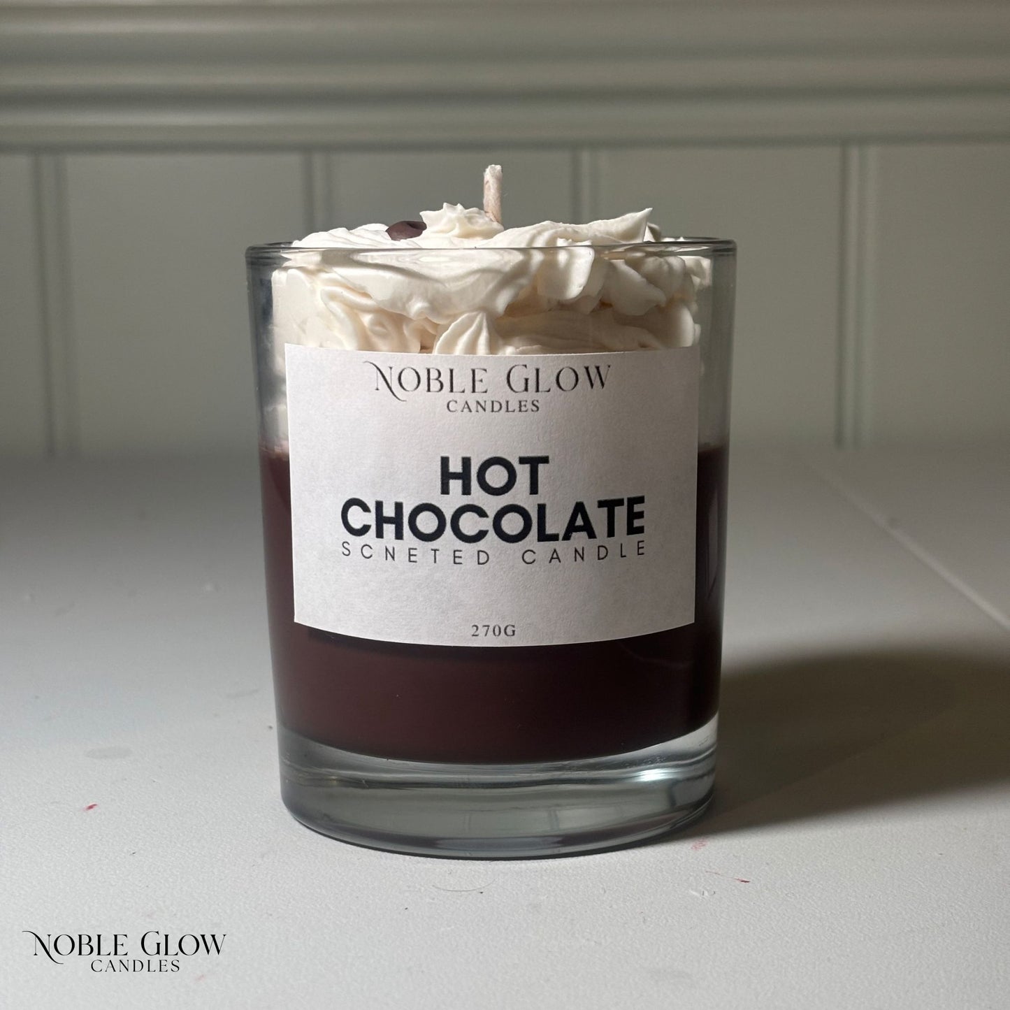Realistic Hot Chocolate Dessert Candle - Gourmet Scented Whipped Cream Candle - 100% Natural Rapeseed Wax Gift for Chocolate Lovers