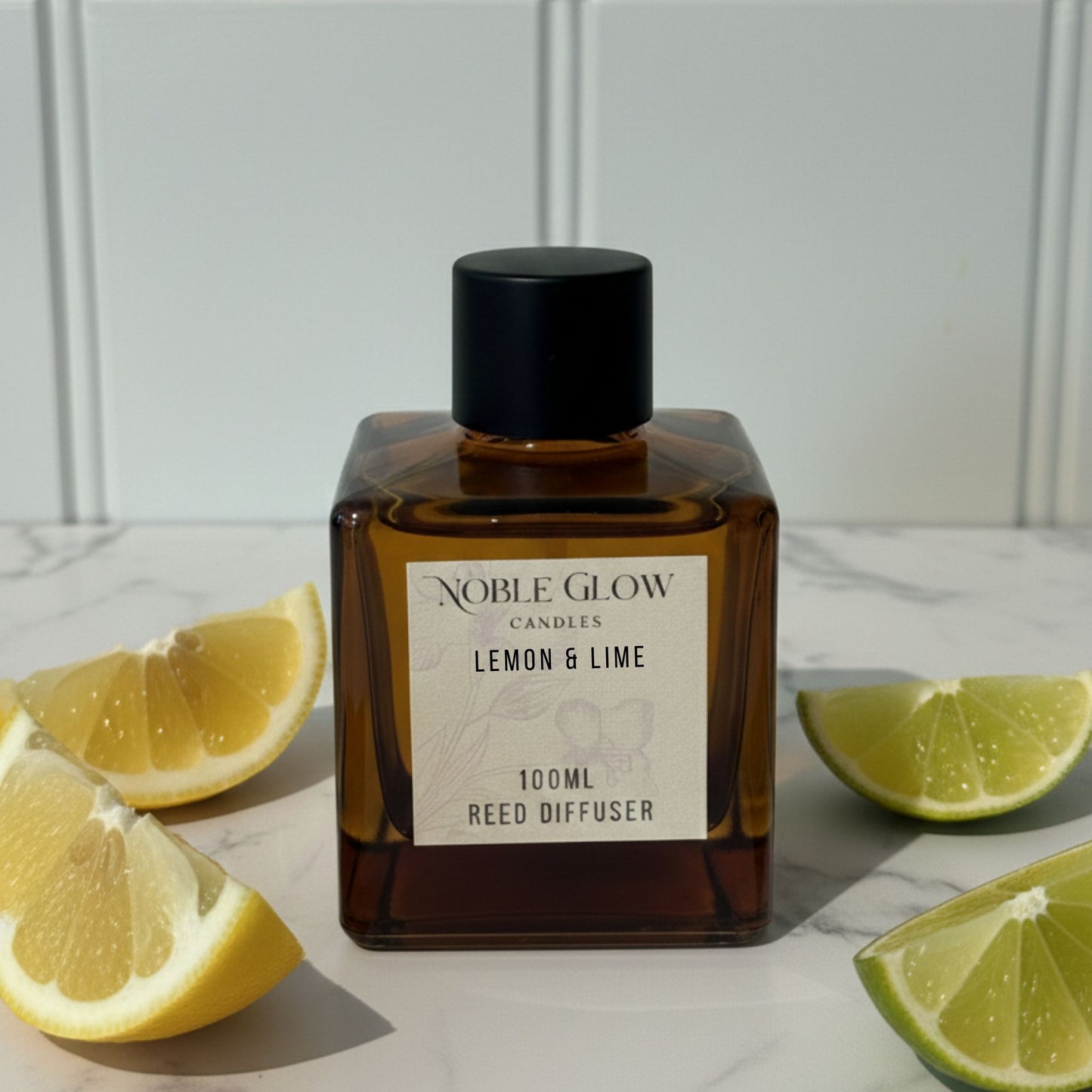Noble Glow | Lemon & Lime | Zesty & Energizing Luxury Reed Diffuser | 100ml