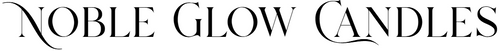 Noble Glow Candles logo in black text on a white background