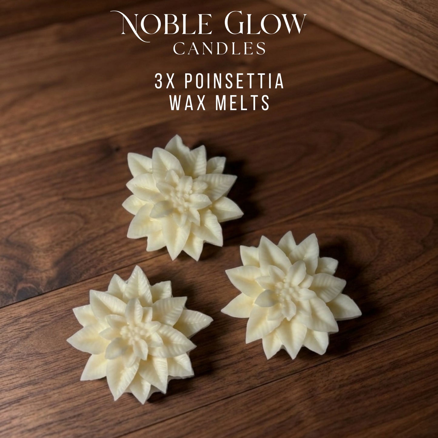 "Winter Bloom" Poinsettia Wax Melts – Set of 3 Personalized Natural Rapeseed Wax Melts