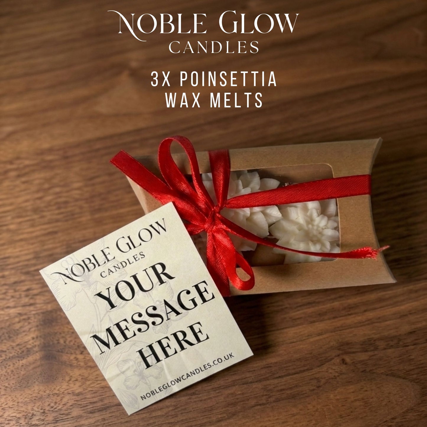 "Winter Bloom" Poinsettia Wax Melts – Set of 3 Personalized Natural Rapeseed Wax Melts