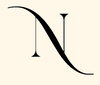Black letter 'N' on a beige background